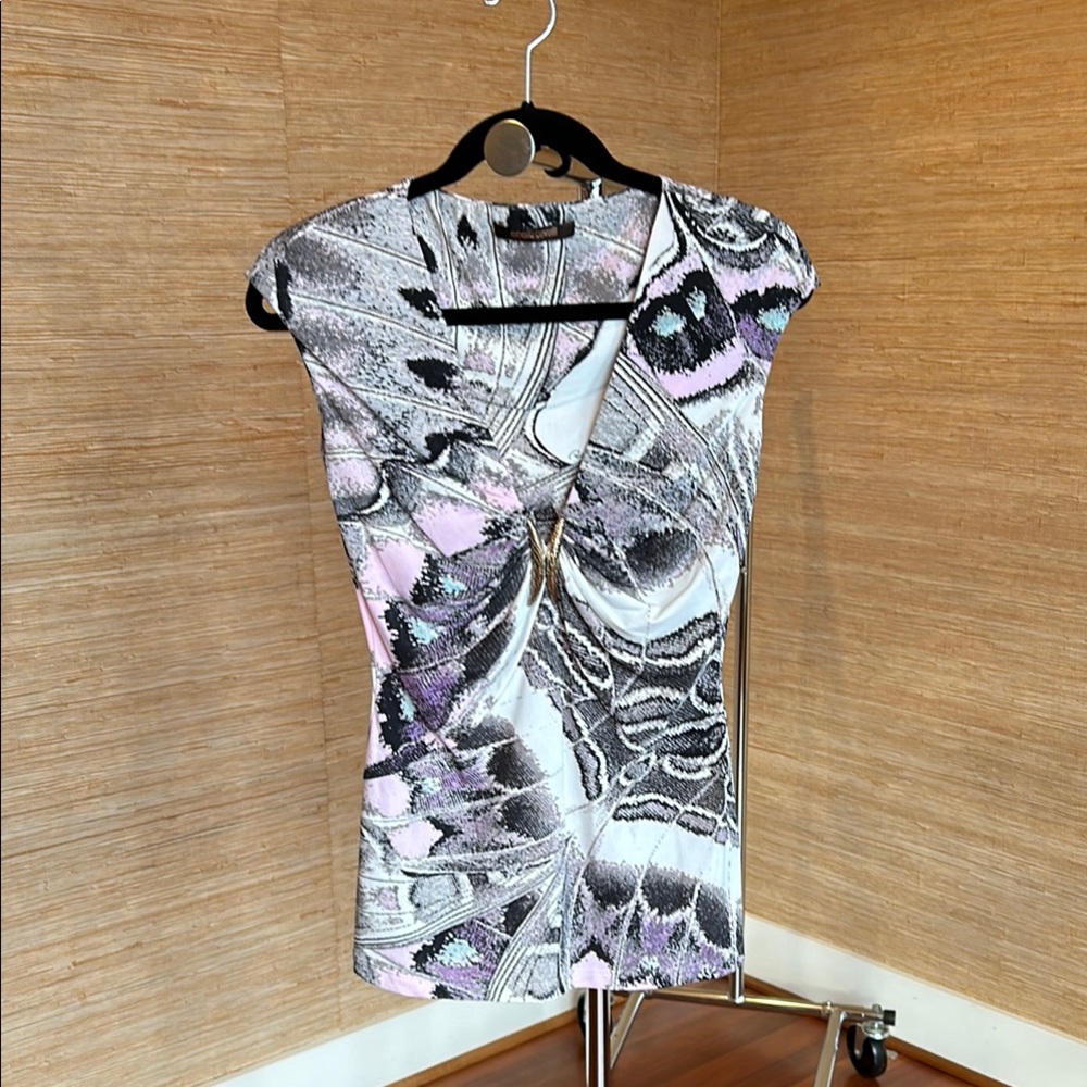 Roberto Cavalli Printed V-neck Top